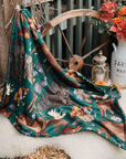 Bodhi & The Birchtree Polar Fleece Blanket - Woodys Woodland Friends & Fir Green