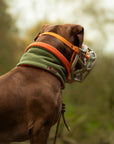 ‘The Moose’ Moss Green & Orange Polar Fleece Snood