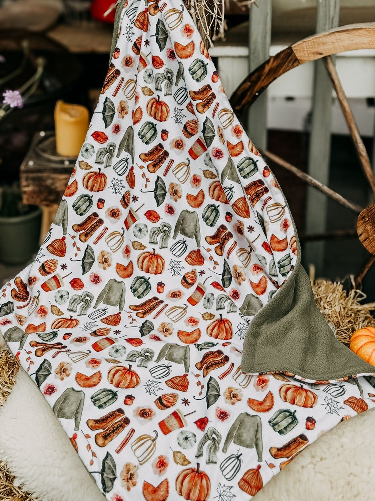 Bodhi & The Birchtree Polar Fleece Blanket - Cosy Fall & Avocado - Bodhi & The Birchtree