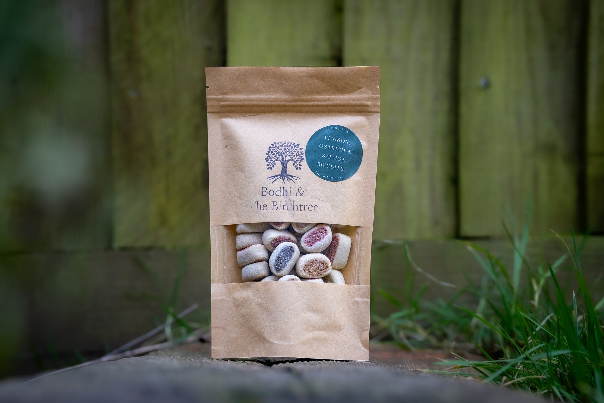 Bodhi & The Birchtree Venison, Ostrich & Salmon Biscuits 100g - Bodhi & The Birchtree