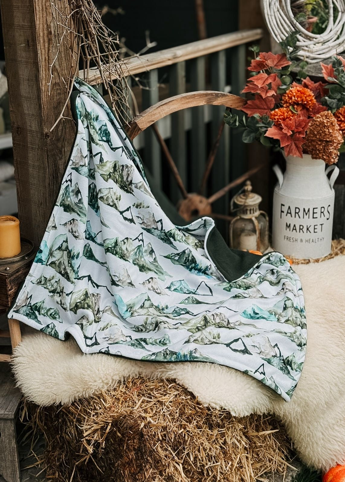 Bodhi & The Birchtree Polar Fleece Blanket - Alpine Ridge Mountains & Dark Bottle - Bodhi & The Birchtree