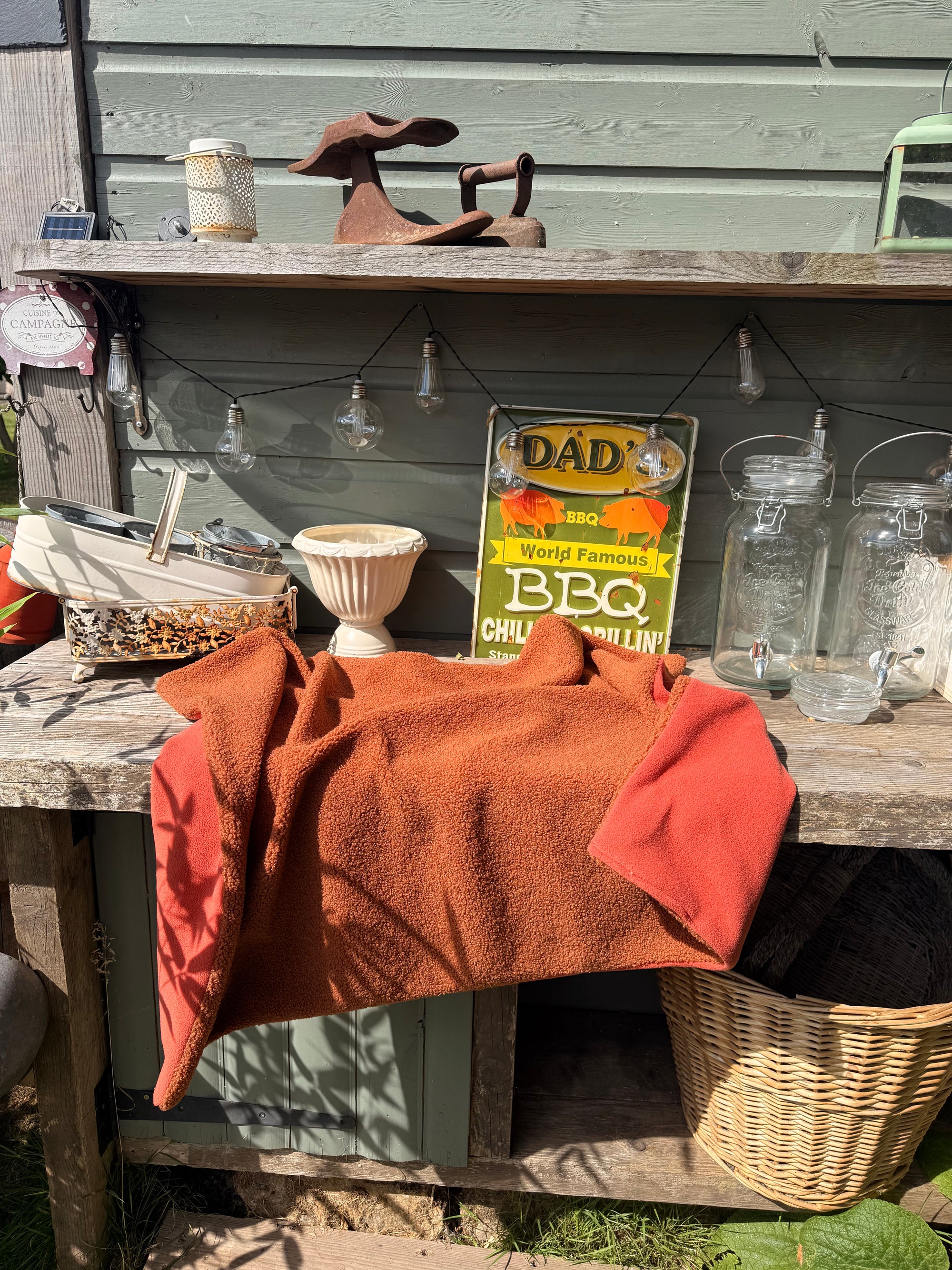Market Night - Rust &amp; Burnt Orange Teddy &amp; Polar Fleece Blanket