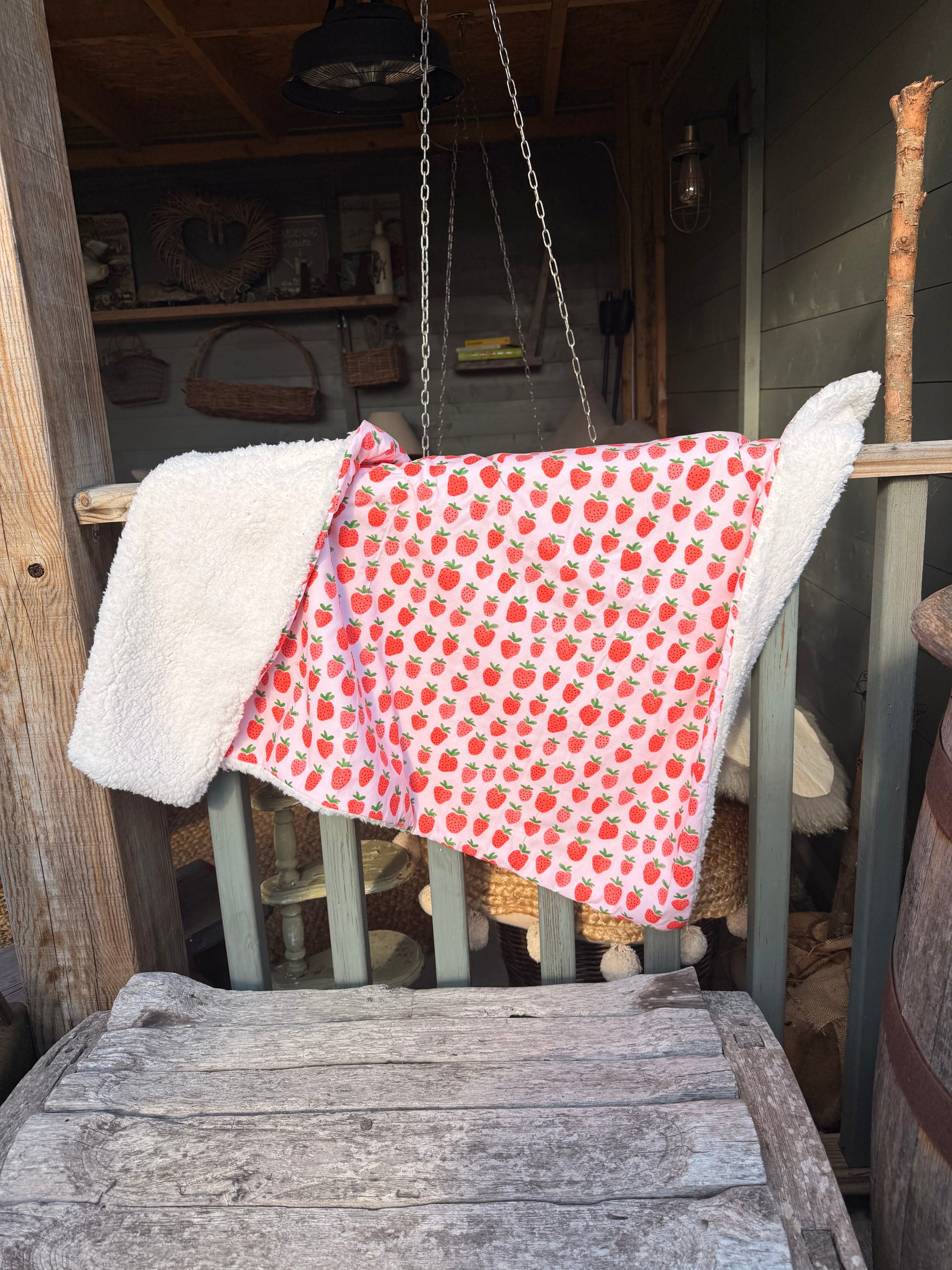 Strawberries Sherpa Blanket