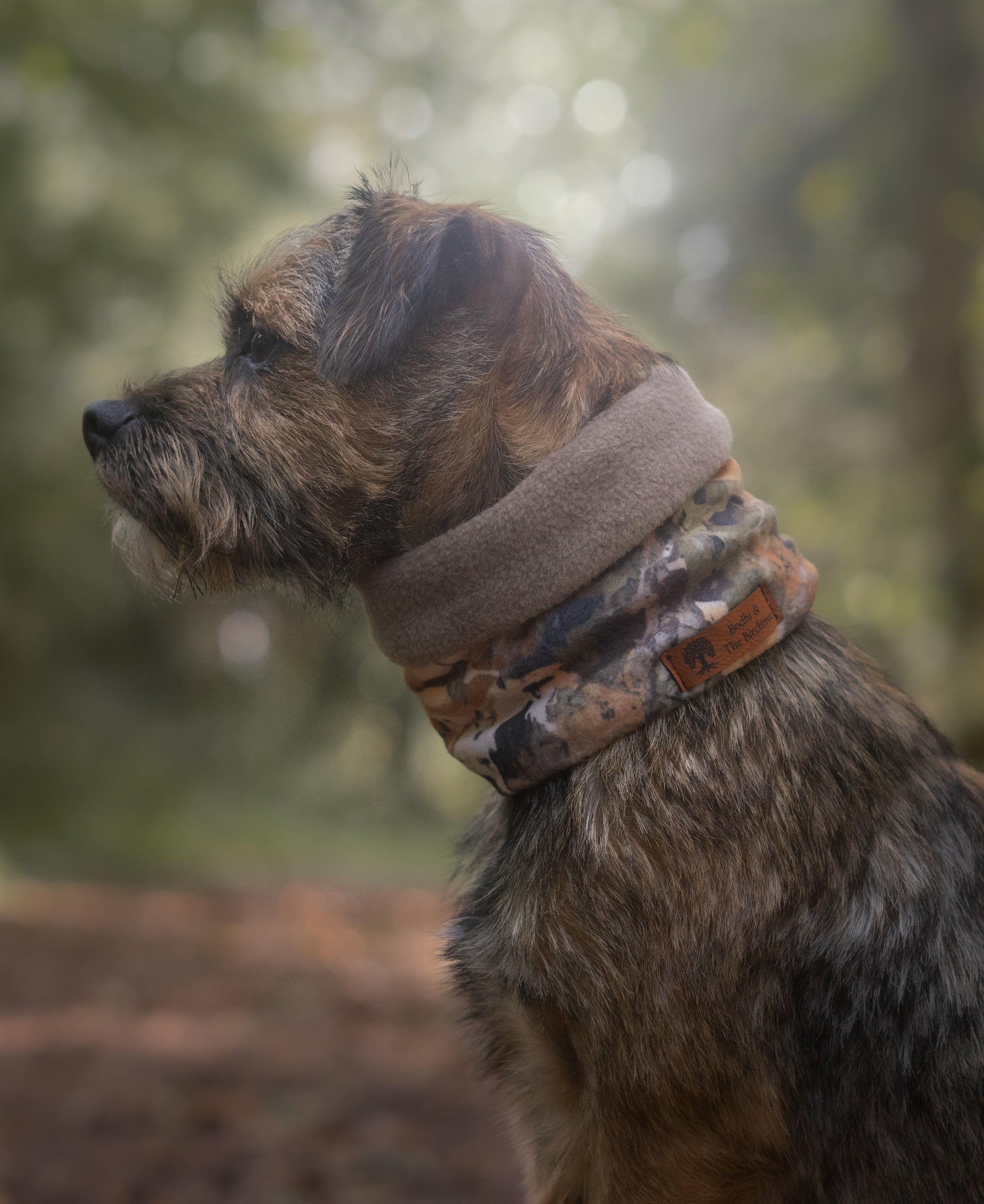 Woodland Camo & Dark Camel Polar Fleece Snood - Bodhi & The Birchtree