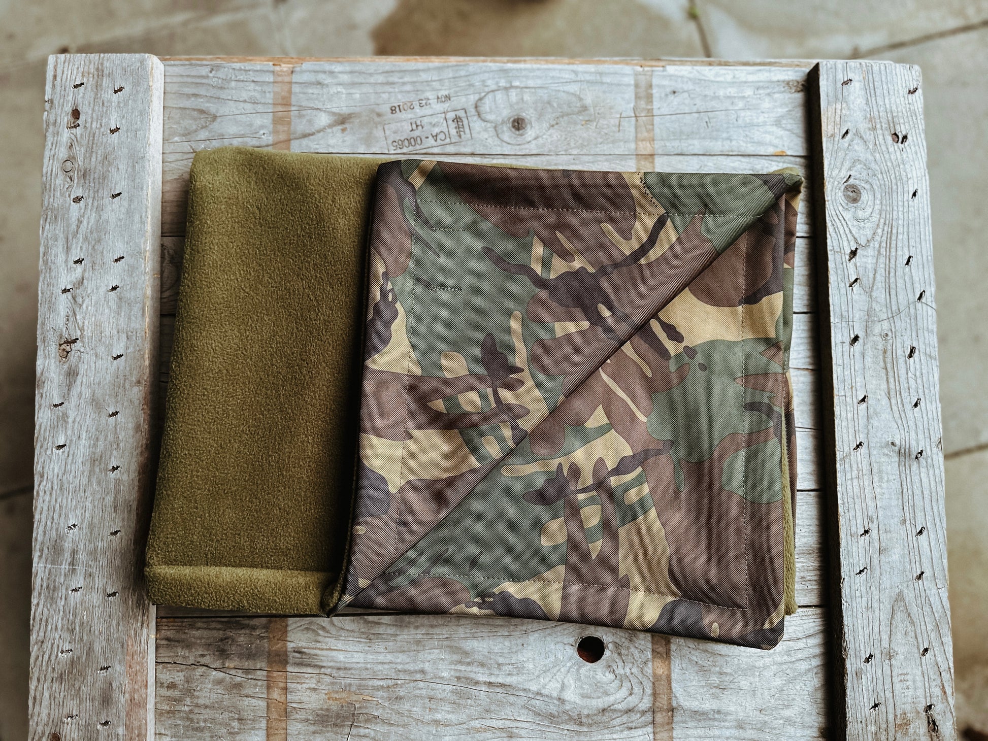 Not Quite Perfect Bodhi & The Birchtree Khaki & Camo Boot Blanket - Bodhi & The Birchtree