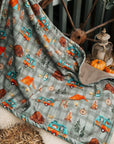 Bodhi & The Birchtree Polar Fleece Blanket - Camping Outdoors & Dark Camel