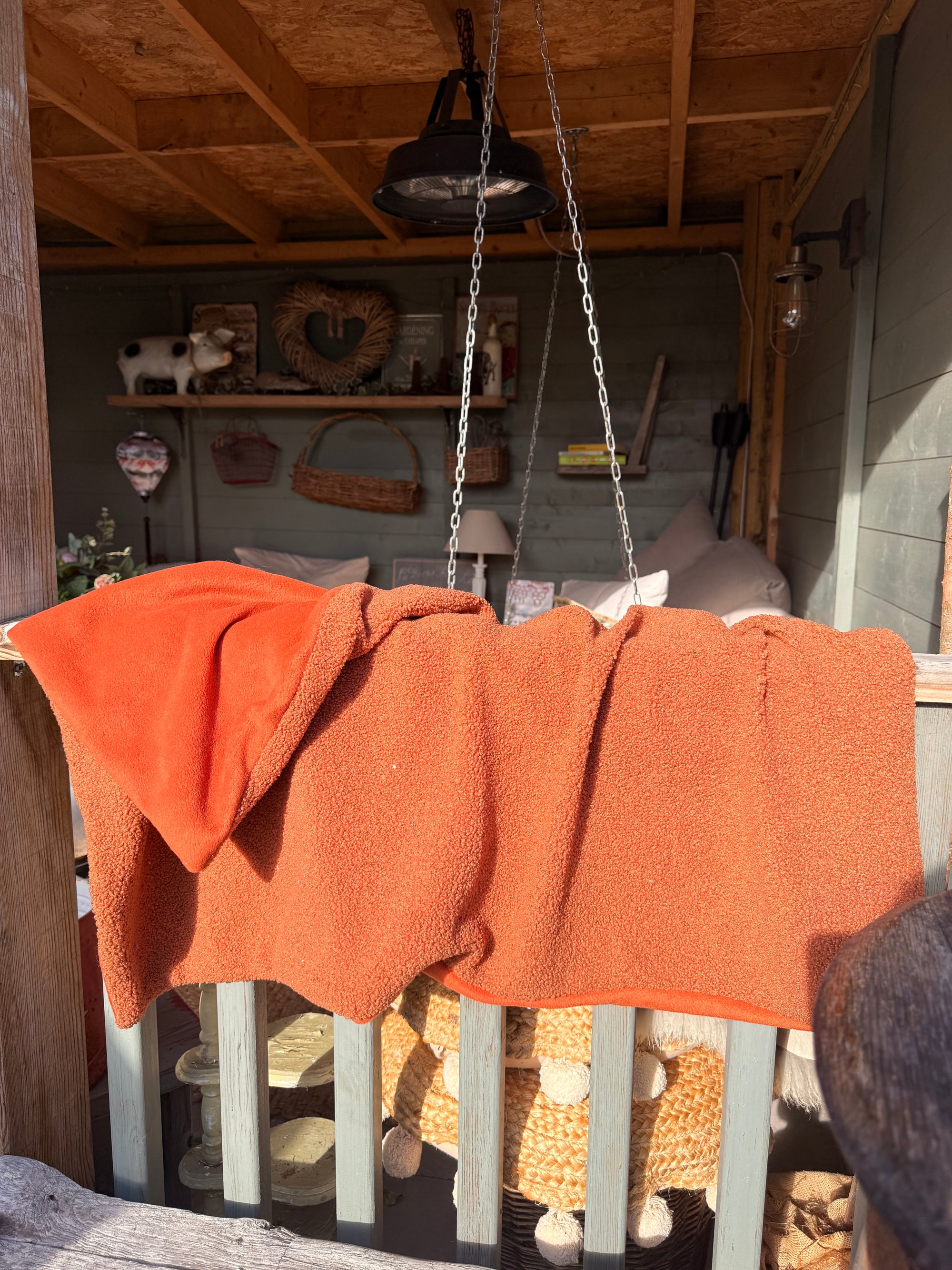 Burnt Orange Teddy &amp; Polar Fleece Blanket