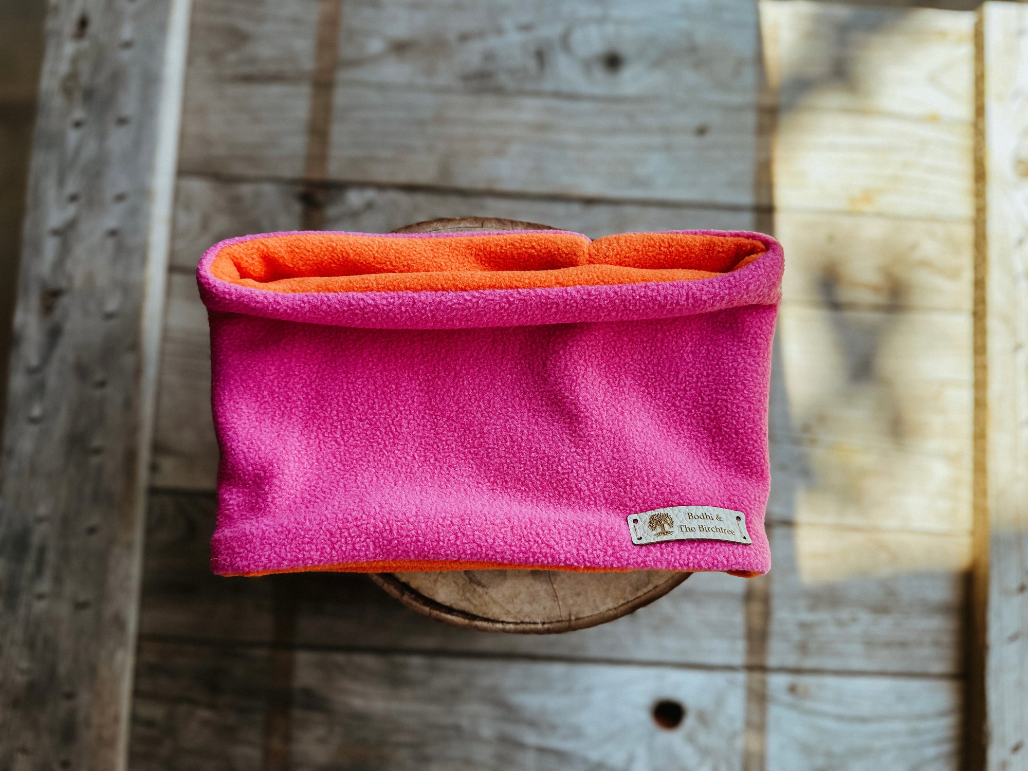 Bodhi & The Birchtree ‘The Nellie’ Pink & Orange Polar Fleece Snood - Bodhi & The Birchtree