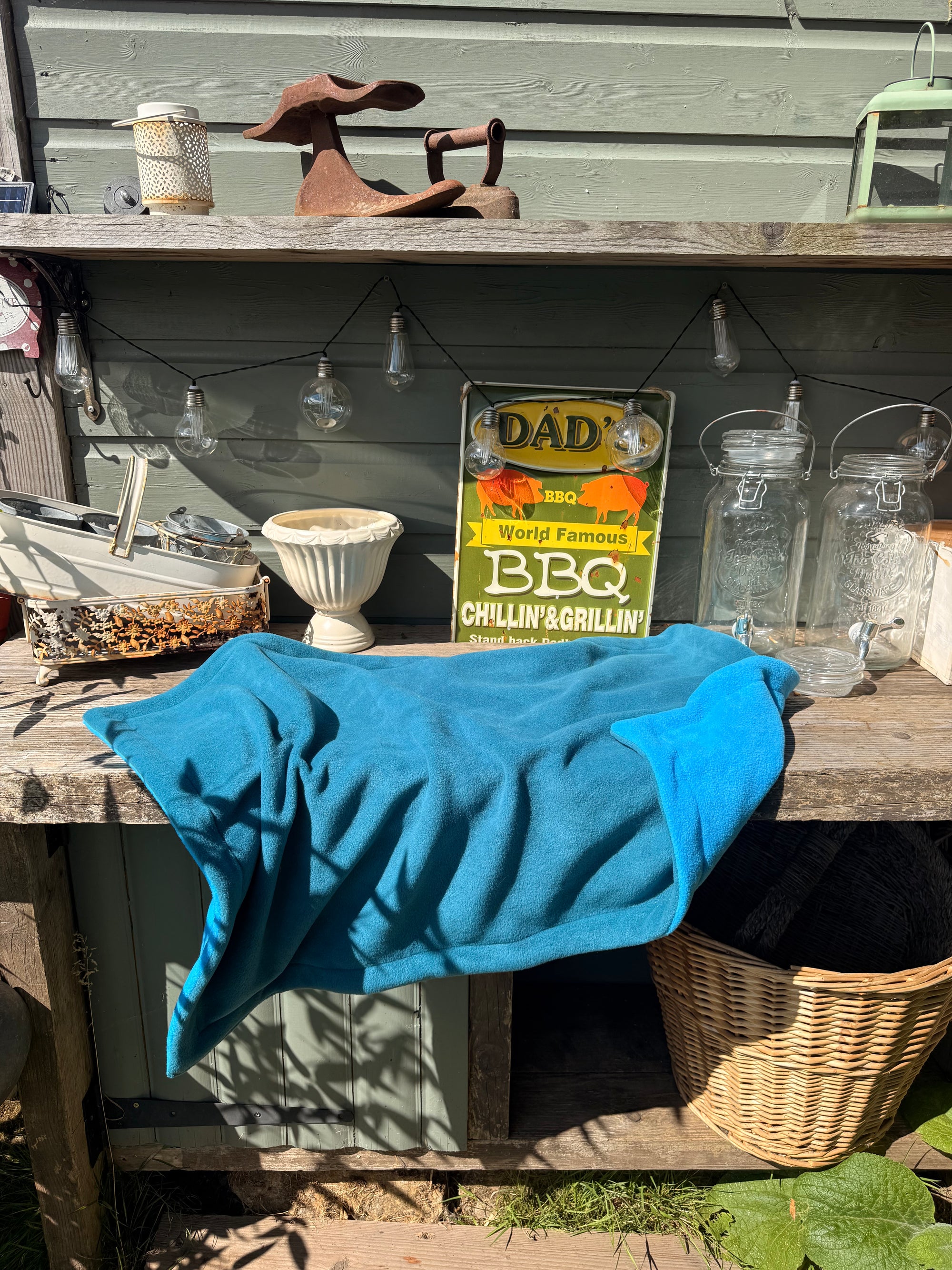 Market Night - Petrol &amp; Turquoise Polar Fleece Blanket