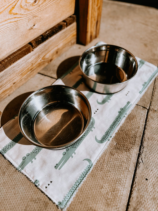 Bodhi & The Birchtree Double Bowl Mat In Crocodile - Bodhi & The Birchtree